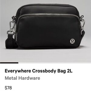 lululemon athletica Black Belt Bag with Silver Accents